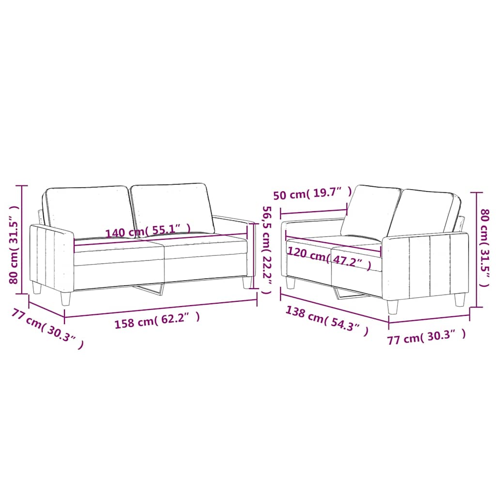 Ensemble de canapés 2 pcs avec coussins Noir Velours - XIOS