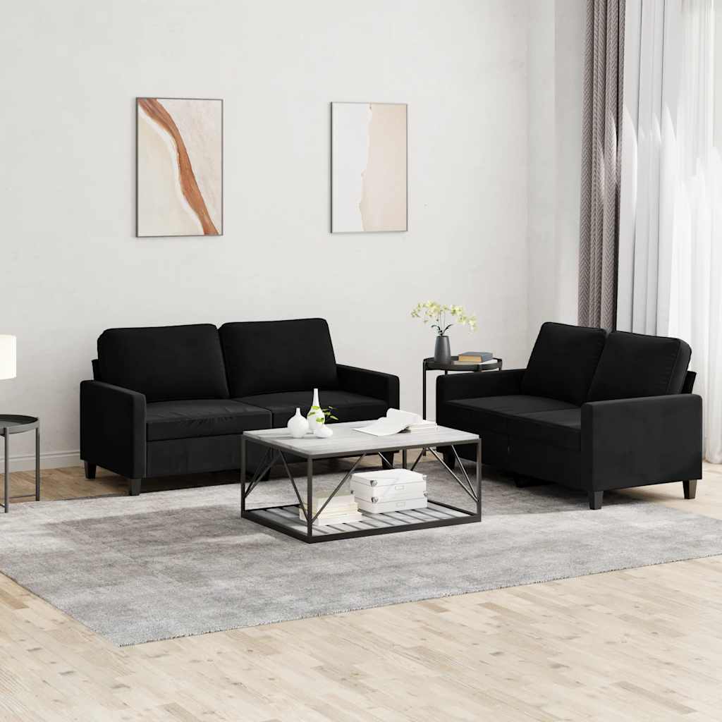 Ensemble de canapés 2 pcs avec coussins Noir Velours - XIOS