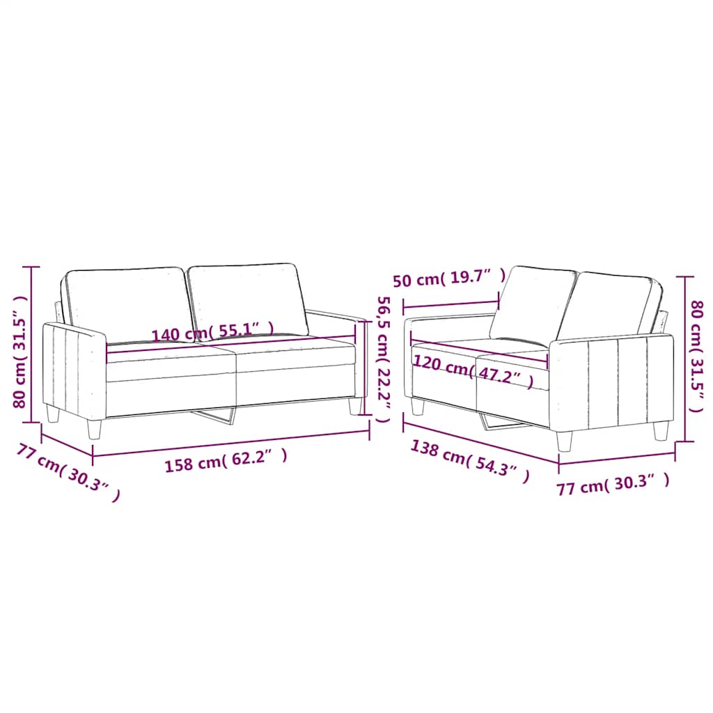 Ensemble de canapés 2 pcs avec coussins Jaune Velours - XIOS
