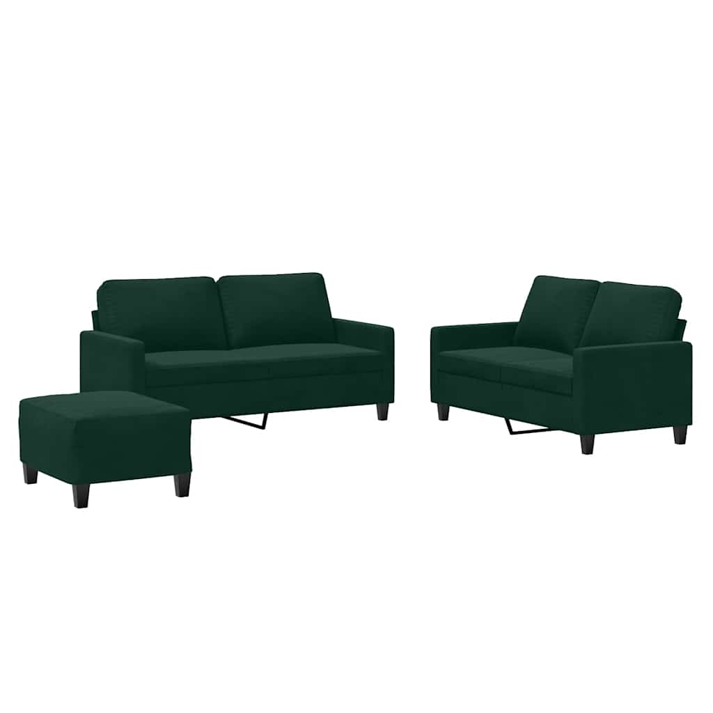 Ensemble de canapés 3 pcs avec coussins Vert foncé Velours - XIOS