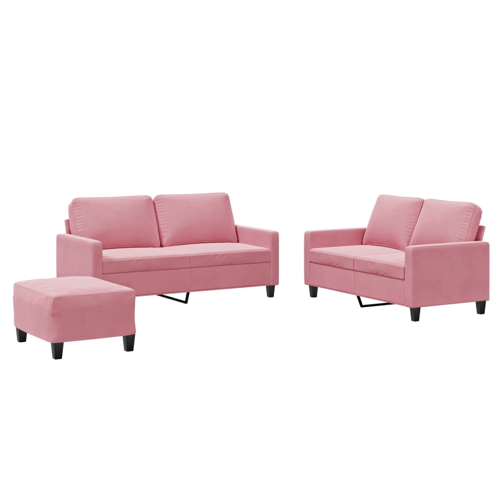 Ensemble de canapés 3 pcs avec coussins Rose Velours