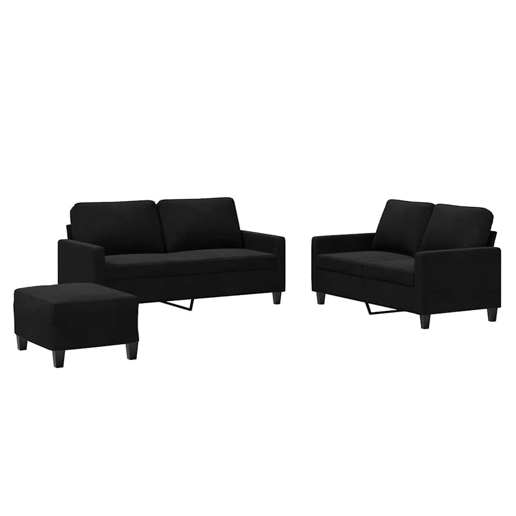 Ensemble de canapés 3 pcs avec coussins Noir Velours - XIOS