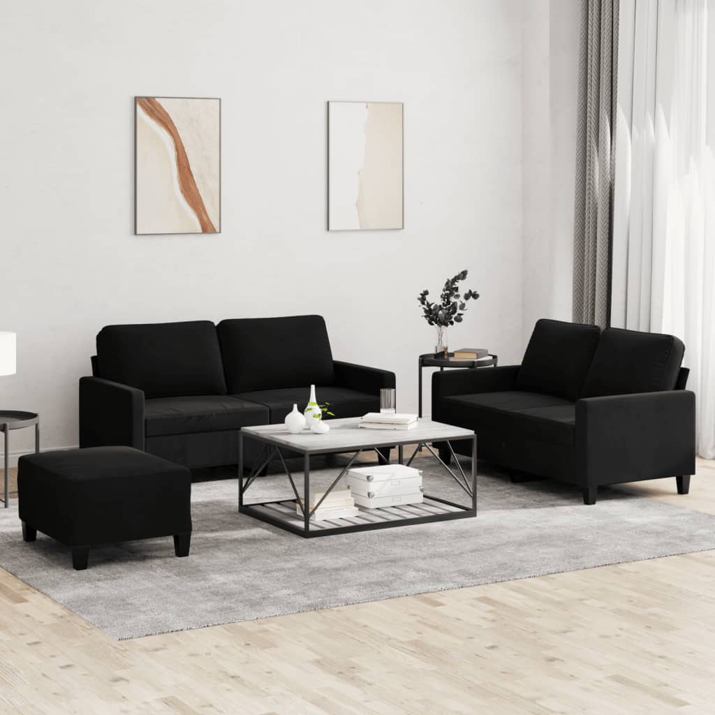 Ensemble de canapés 3 pcs avec coussins Noir Velours - XIOS