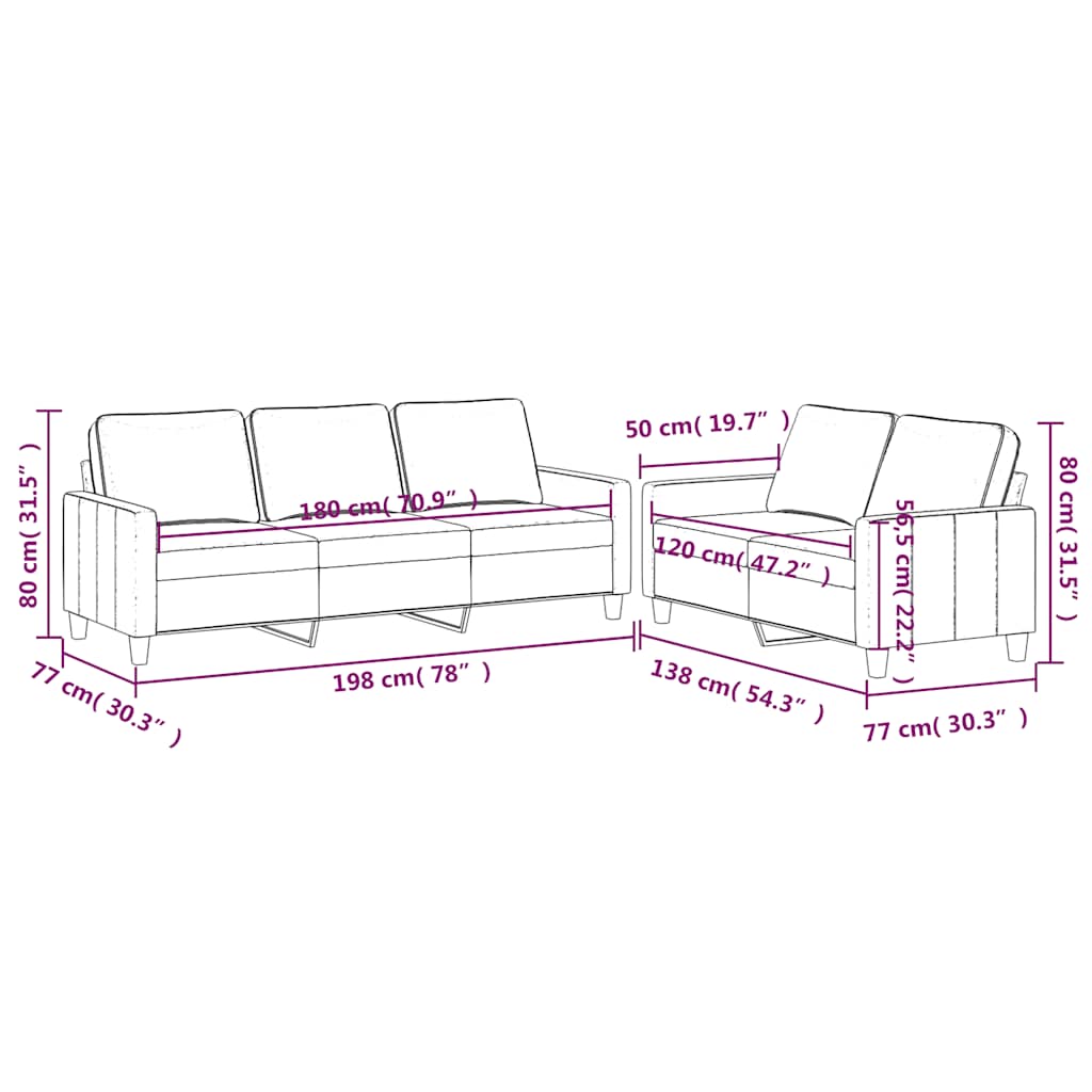 Ensemble de canapés 2 pcs avec coussins Vert foncé Velours - XIOS