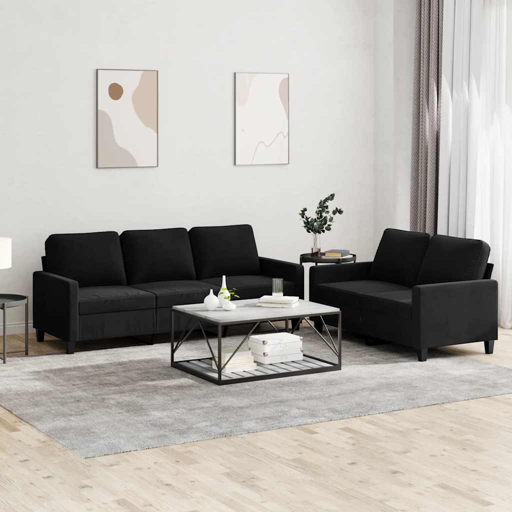 Ensemble de canapés 2 pcs avec coussins Noir Velours - XIOS
