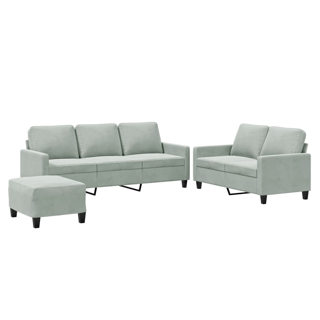 Ensemble de canapés 3 pcs avec coussins Gris clair Velours - XIOS