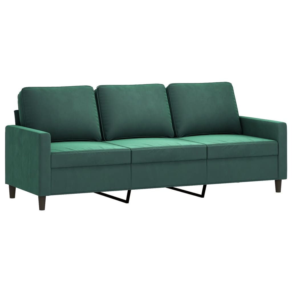 Ensemble de canapés 3 pcs avec coussins Vert foncé Velours