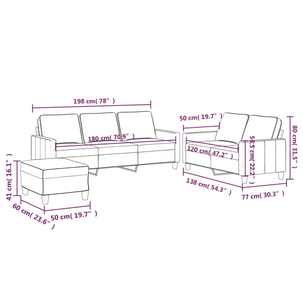 Ensemble de canapés 3 pcs avec coussins Vert foncé Velours - XIOS