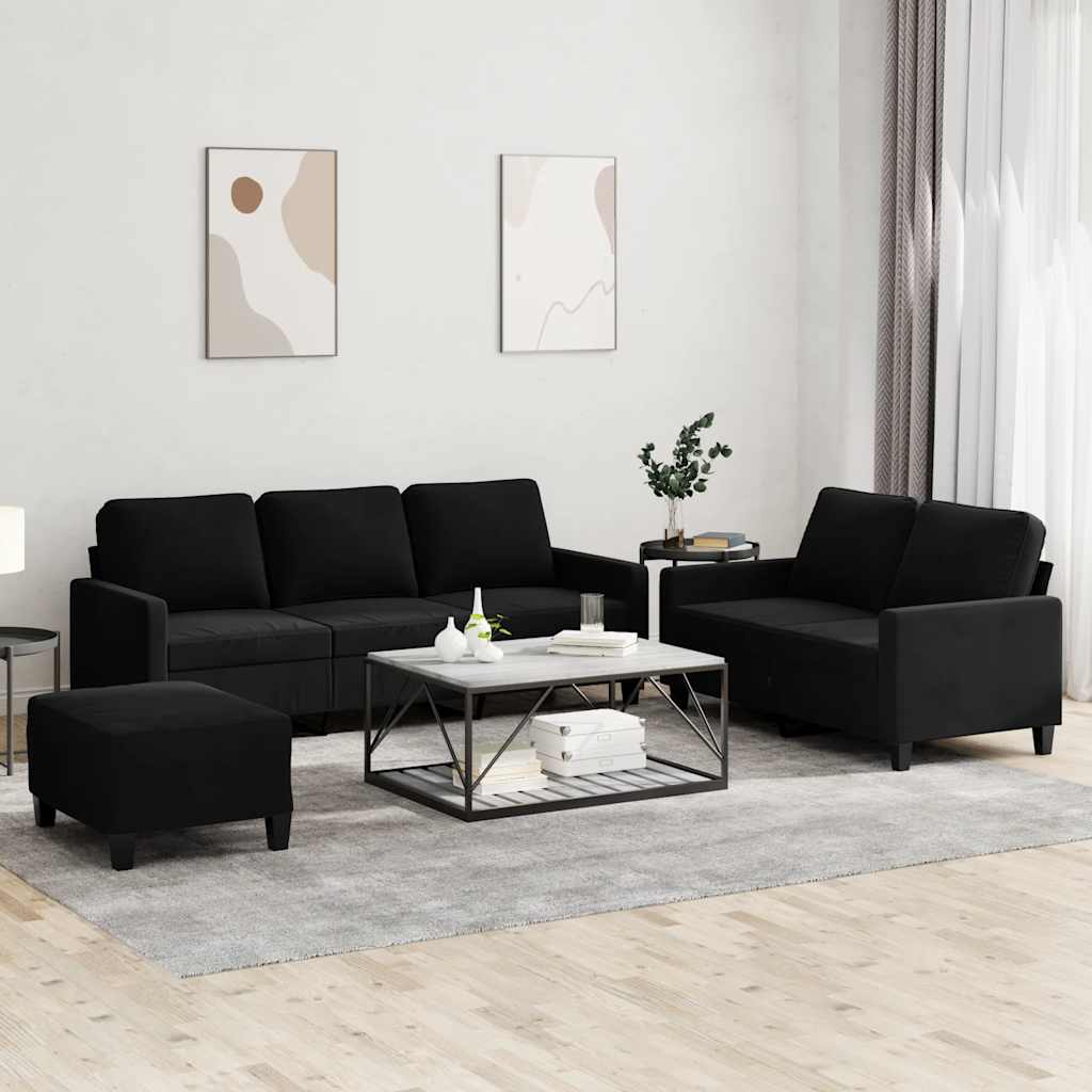 Ensemble de canapés 3 pcs avec coussins Noir Velours - XIOS