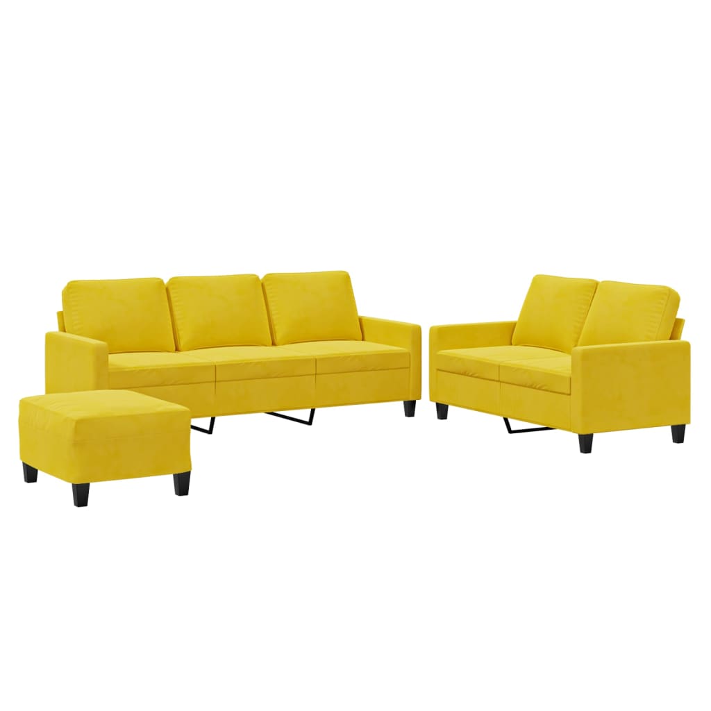 Ensemble de canapés 3 pcs avec coussins Jaune Velours - XIOS