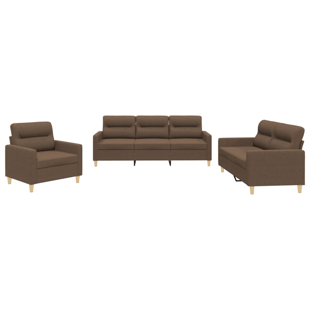 Ensemble de canapés 3 pcs avec coussins Marron Tissu - XIOS