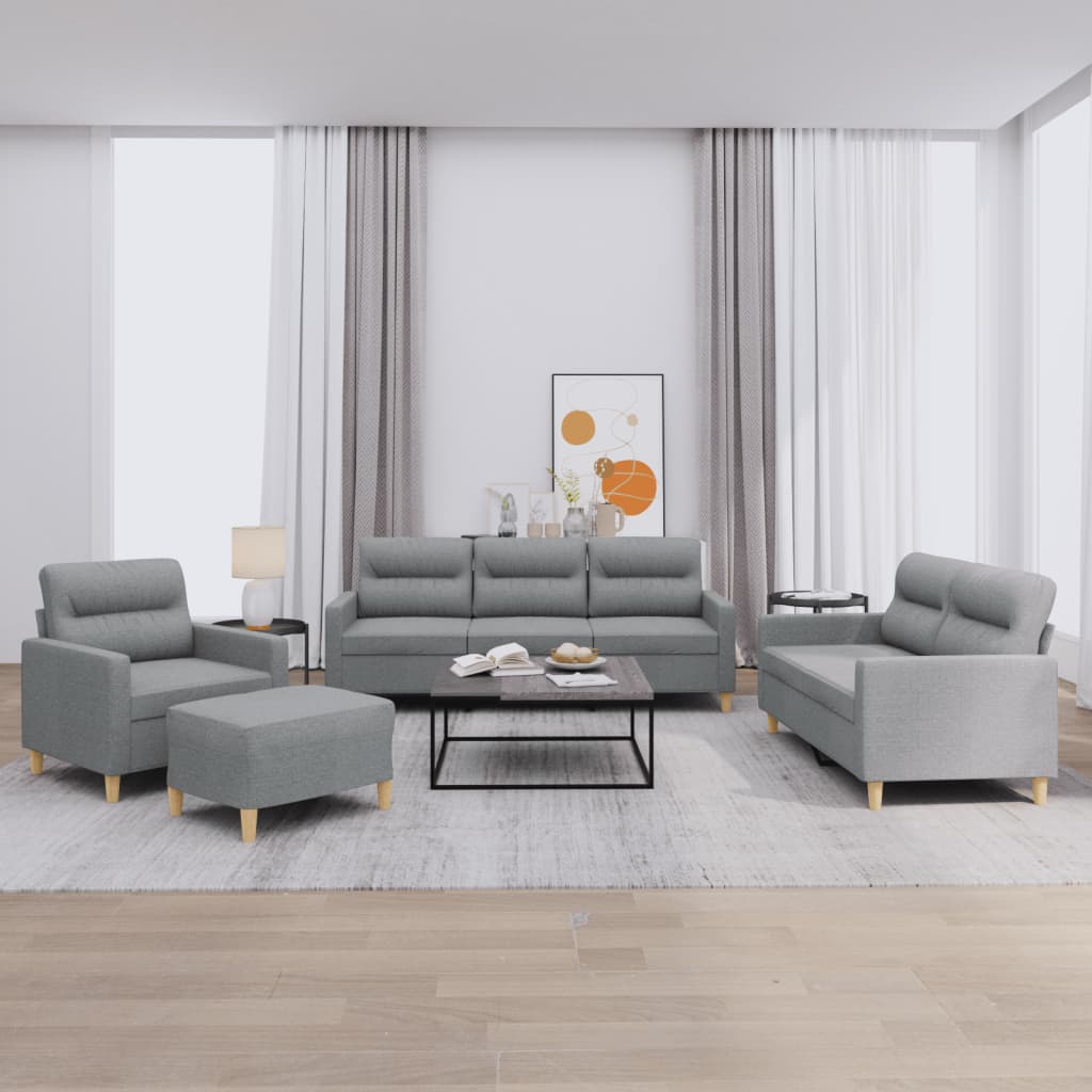 Ensemble de canapés 4 pcs avec coussins Gris clair Tissu