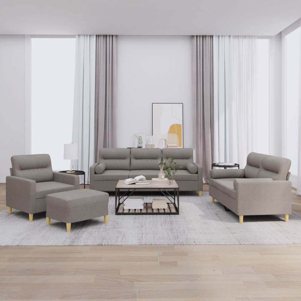 Ensemble de canapés 4 pcs avec coussins taupe tissu