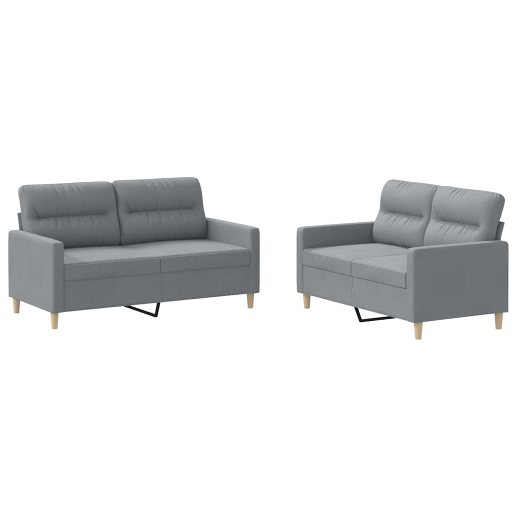 Ensemble de canapés 2 pcs avec coussins Gris clair Tissu - XIOS