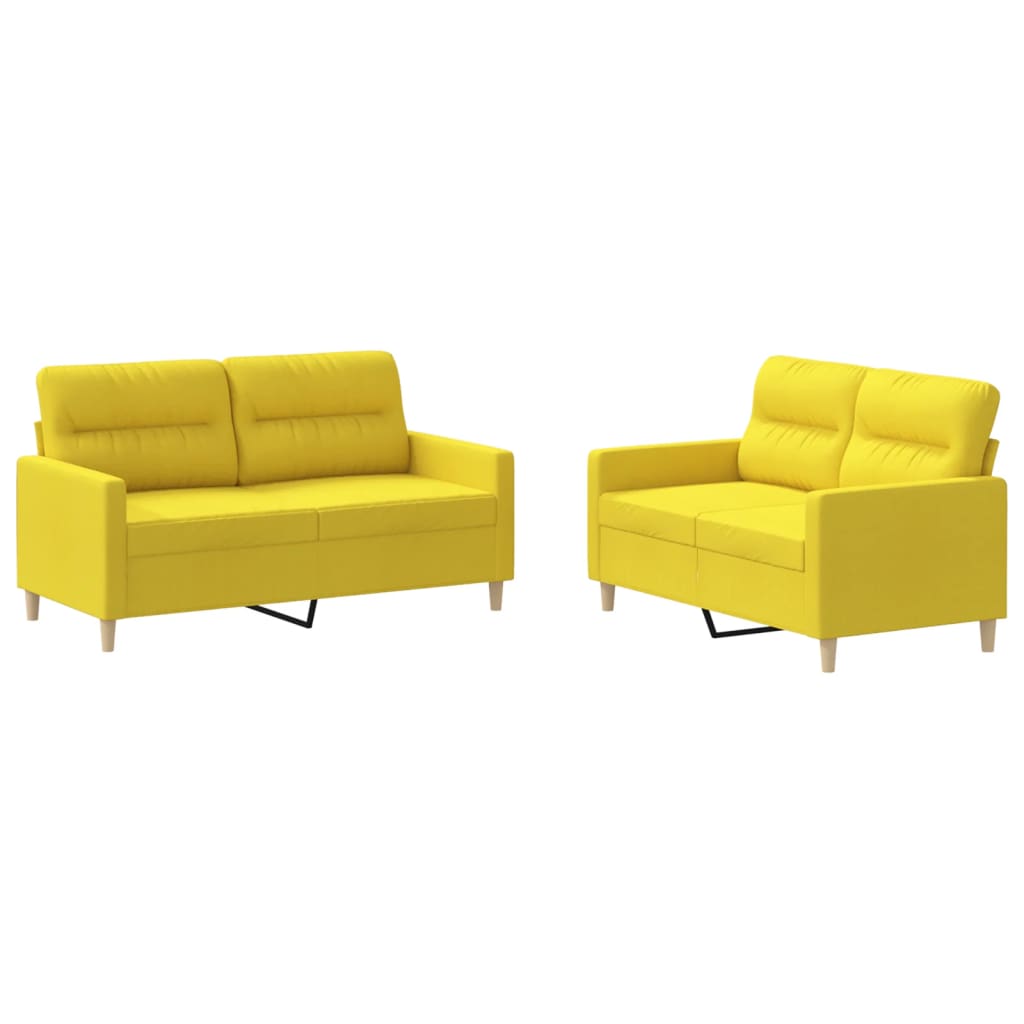 Ensemble de canapés 2 pcs avec coussins Jaune clair Tissu - XIOS