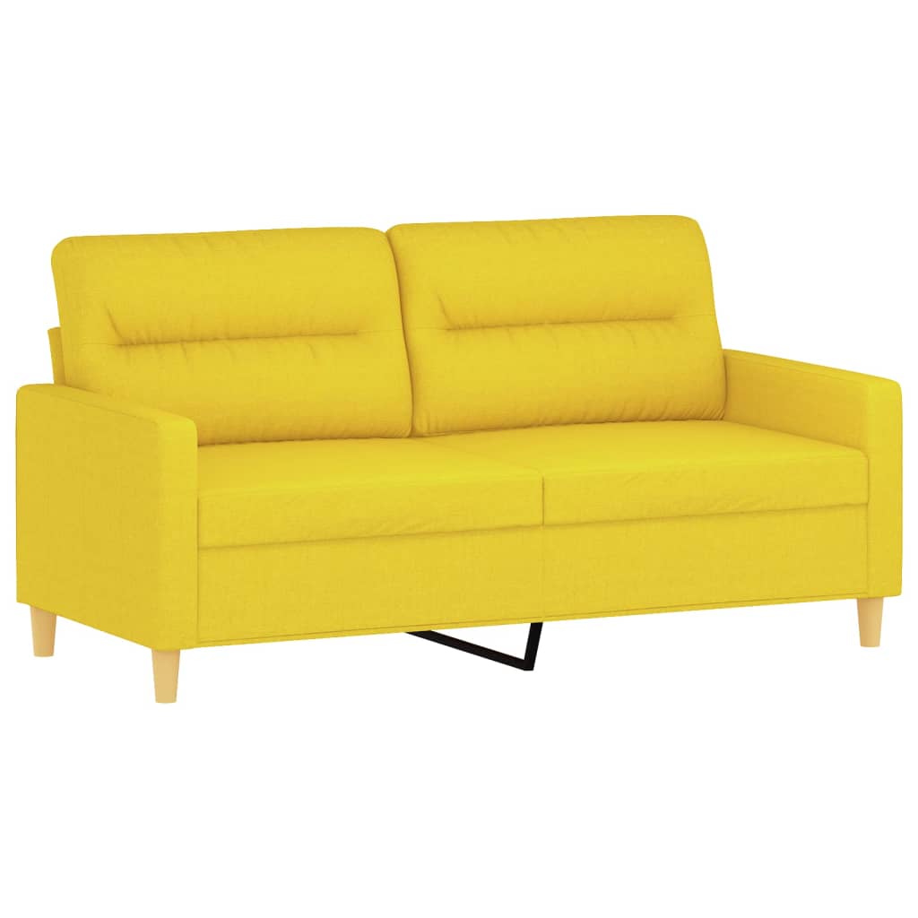 Ensemble de canapés 2 pcs avec coussins Jaune clair Tissu - XIOS