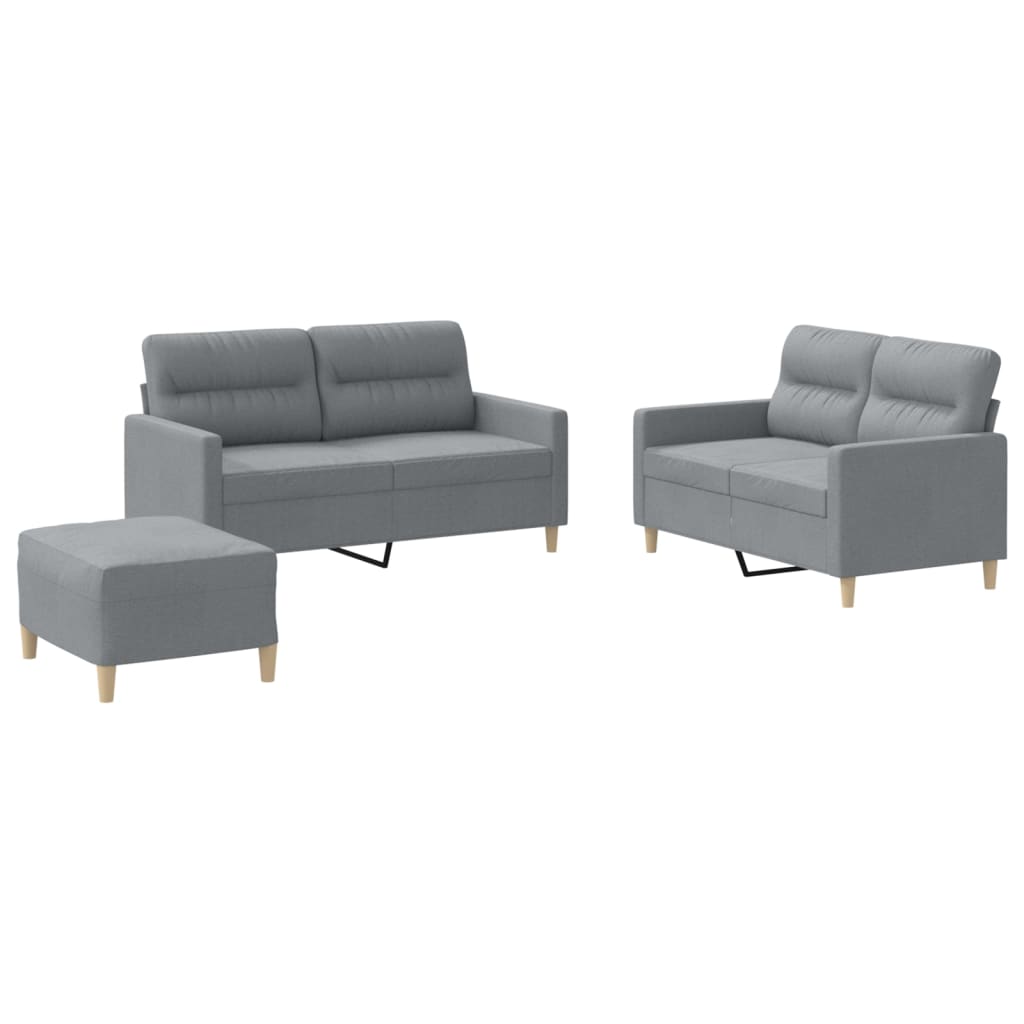Ensemble de canapés 3 pcs avec coussins Gris clair Tissu - XIOS