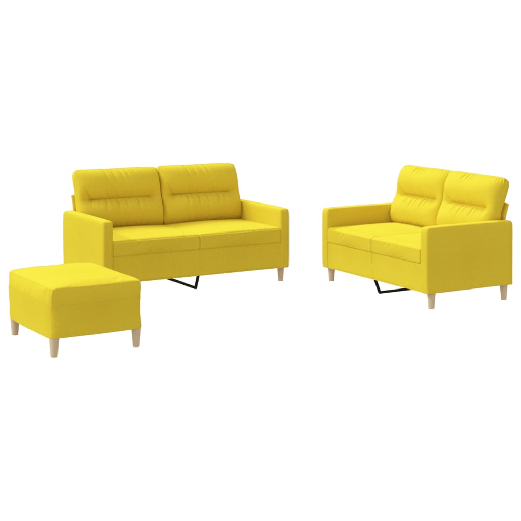 Ensemble de canapés 3 pcs avec coussins Jaune clair Tissu - XIOS