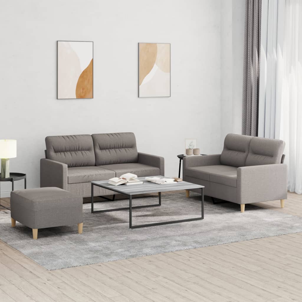 Ensemble de canapés 3 pcs avec coussins Taupe Tissu - XIOS