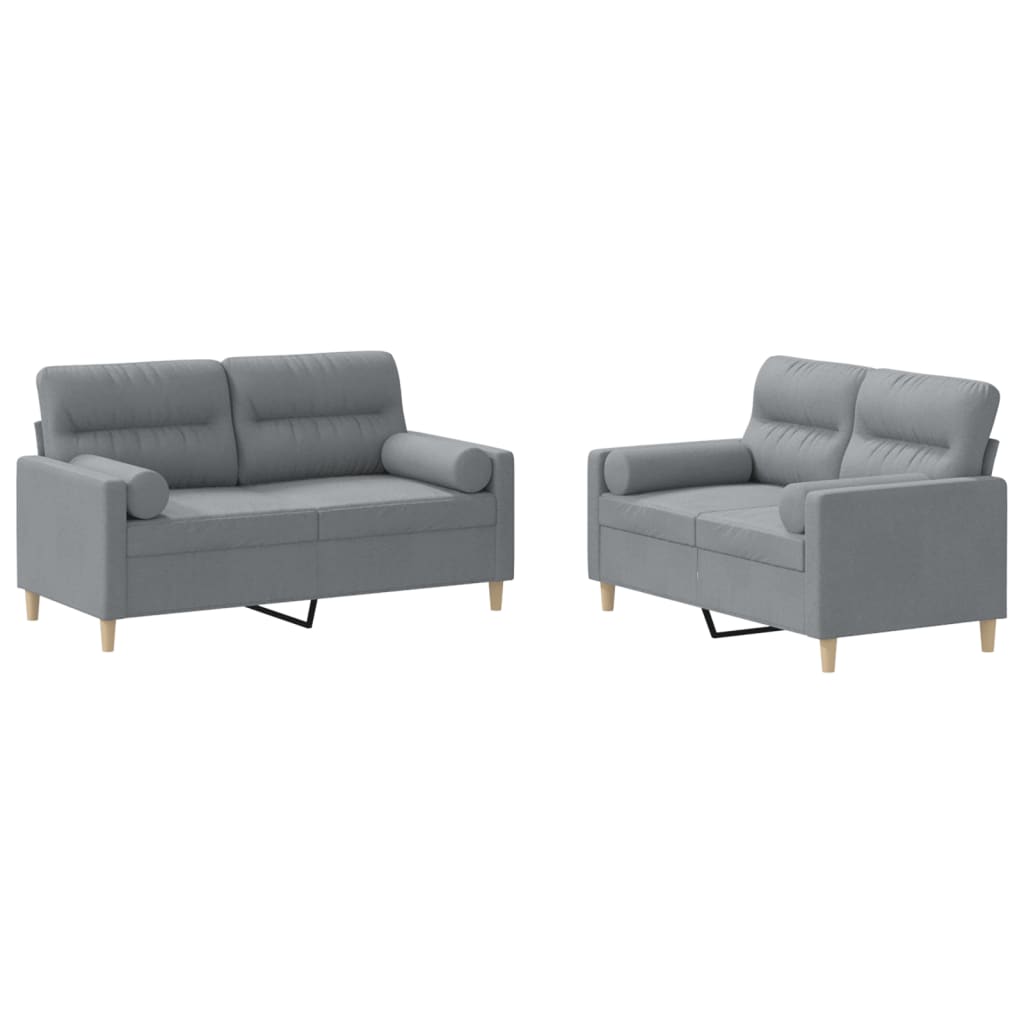 Ensemble de canapés 2 pcs coussins gris clair tissu - XIOS