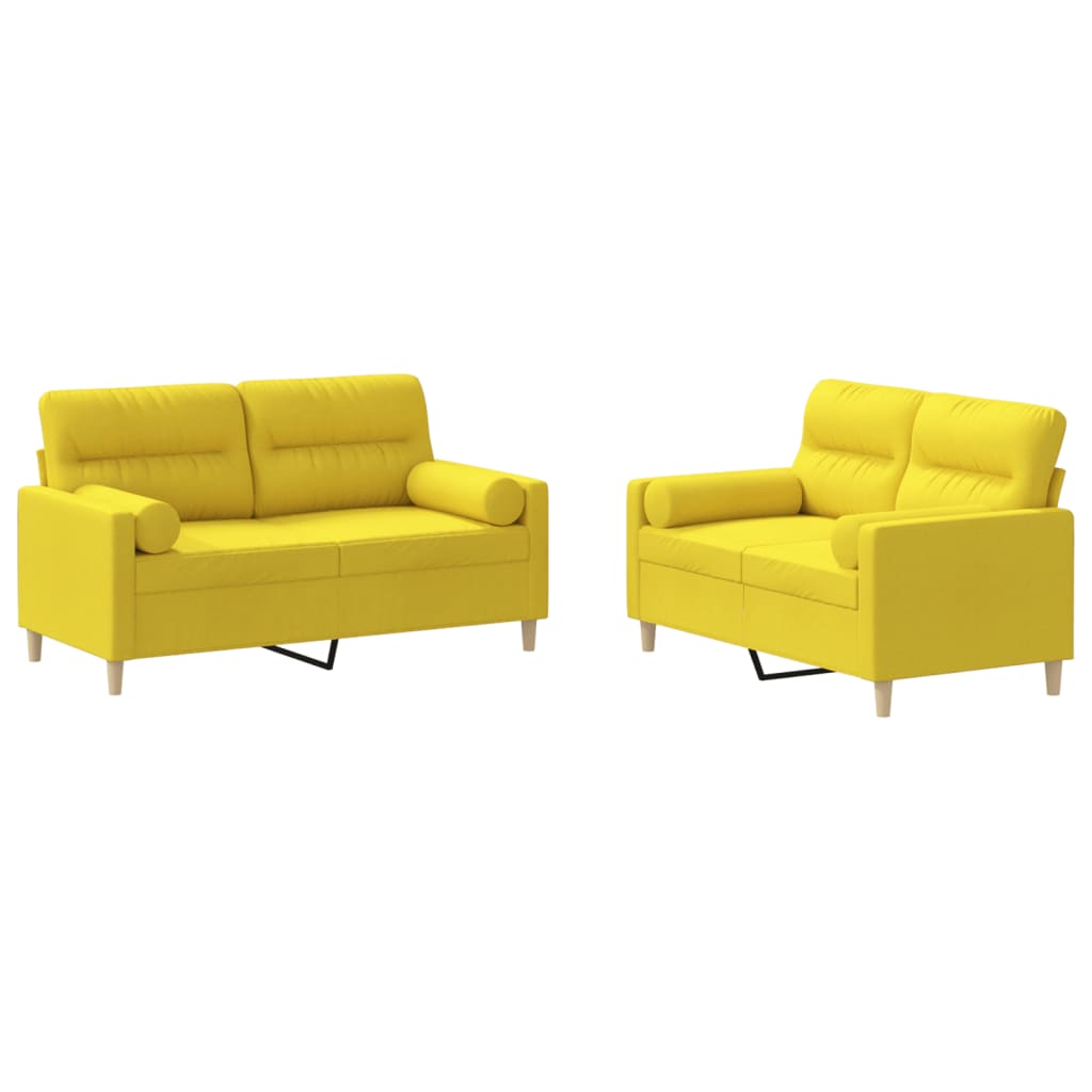 Ensemble de canapés 2 pcs avec coussins jaune clair tissu - XIOS