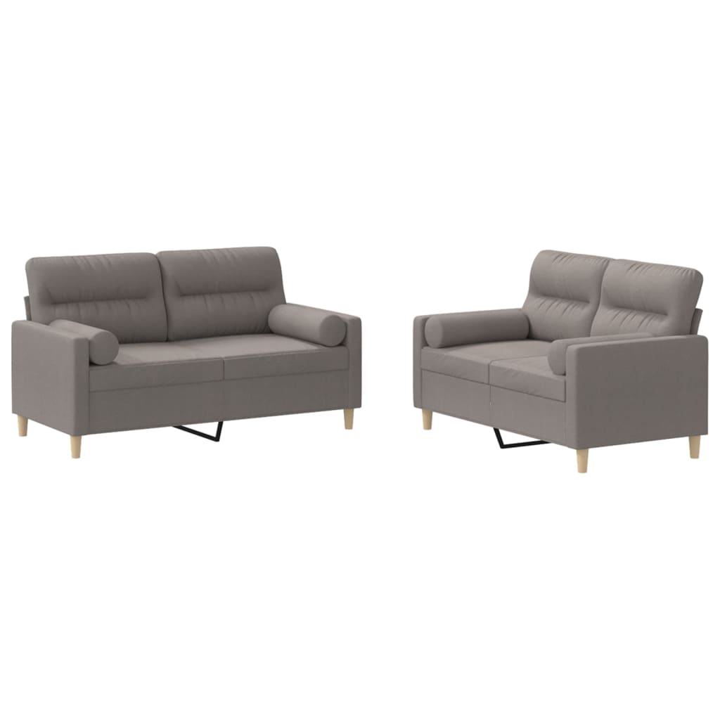 Ensemble de canapés 2 pcs avec coussins taupe tissu - XIOS