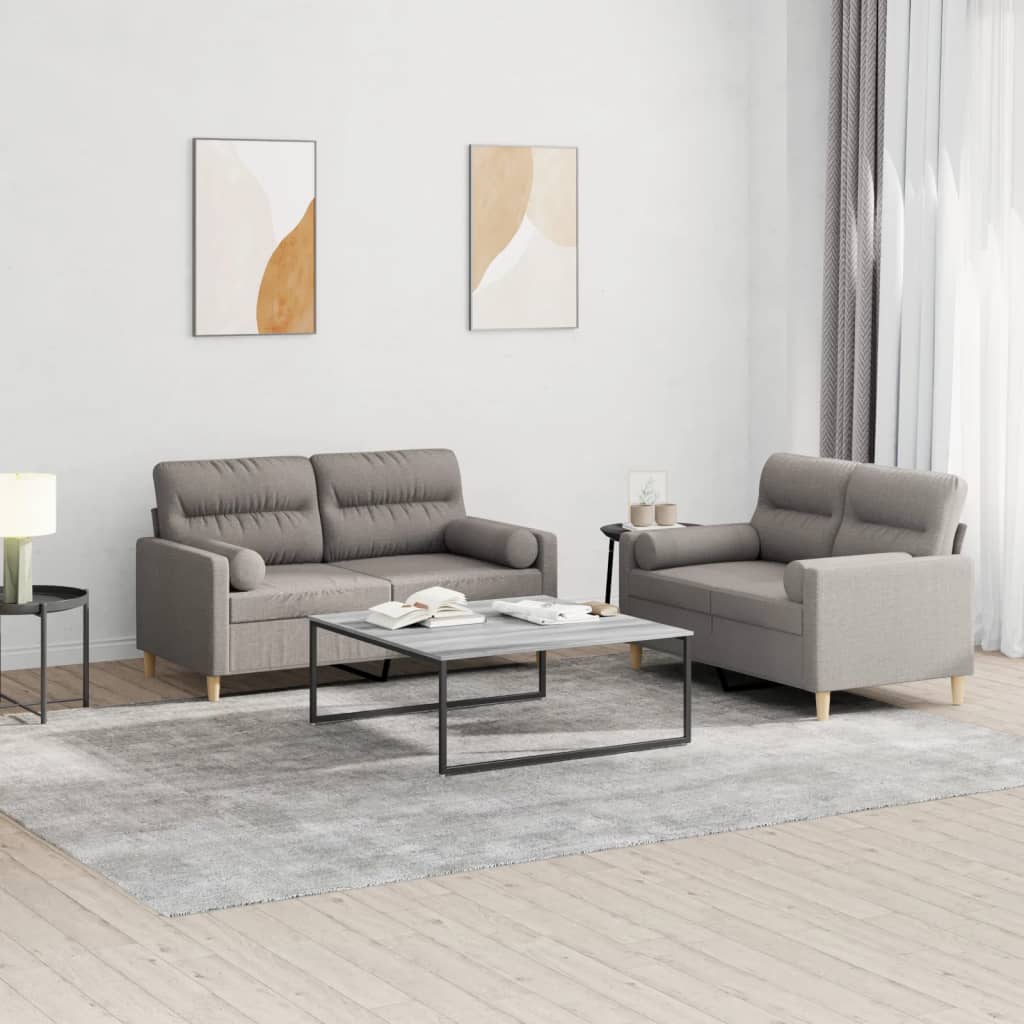 Ensemble de canapés 2 pcs avec coussins taupe tissu - XIOS
