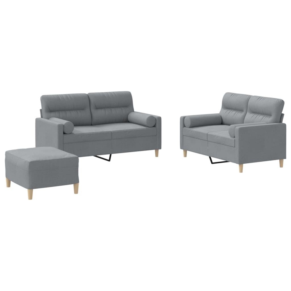 Ensemble de canapés 3 pcs coussins gris clair tissu - XIOS
