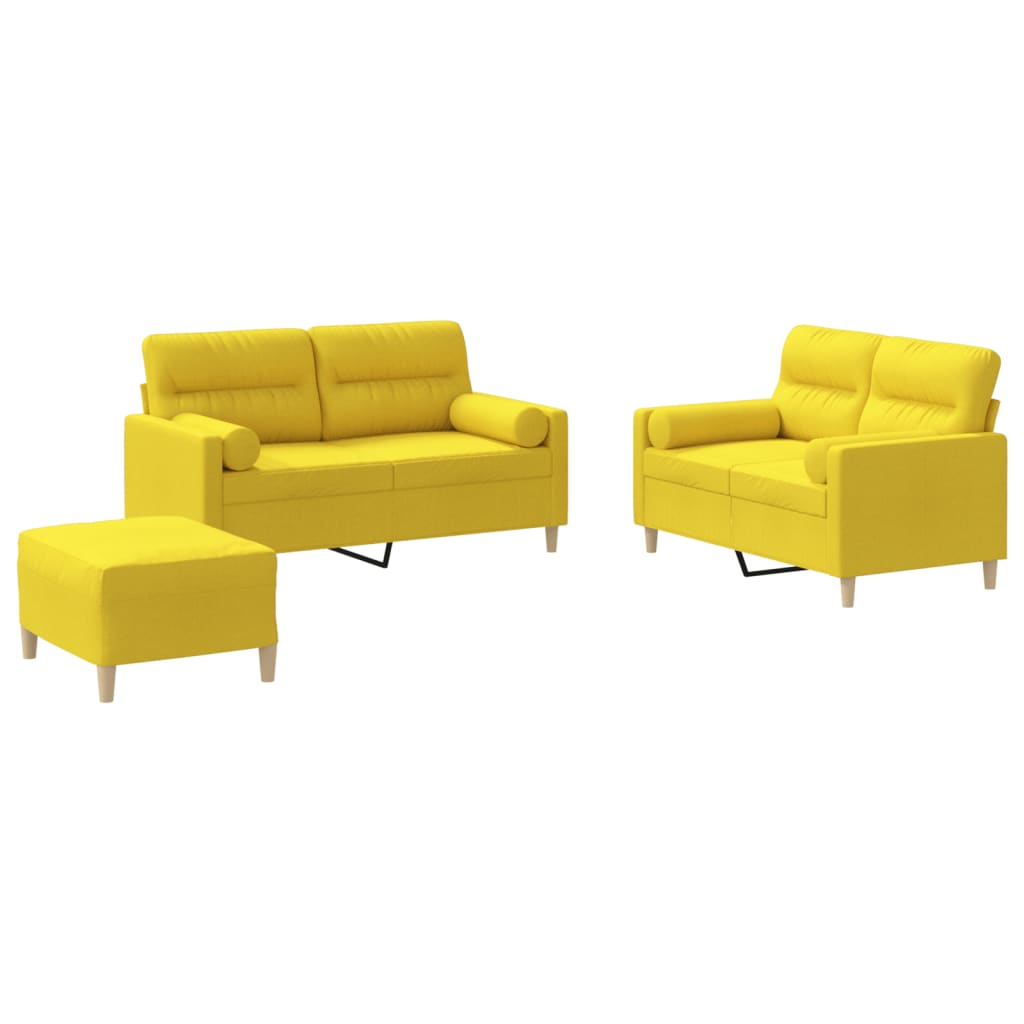 Ensemble de canapés 3 pcs avec coussins jaune clair tissu - XIOS