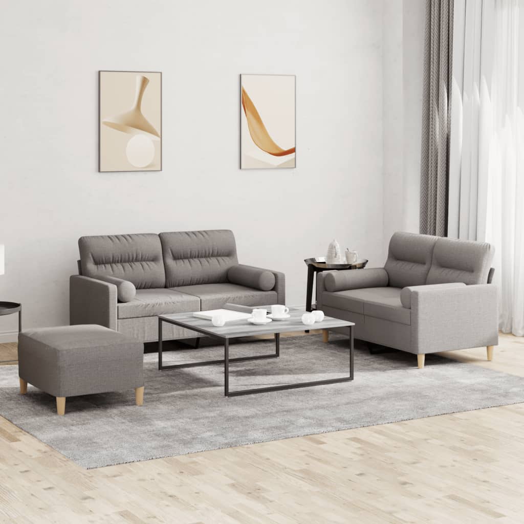 Ensemble de canapés 3 pcs avec coussins taupe tissu - XIOS