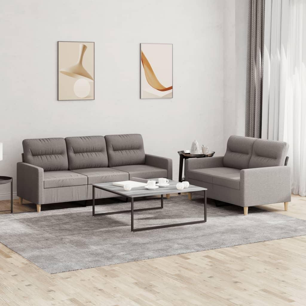 Ensemble de canapés 2 pcs avec coussins Taupe Tissu - XIOS