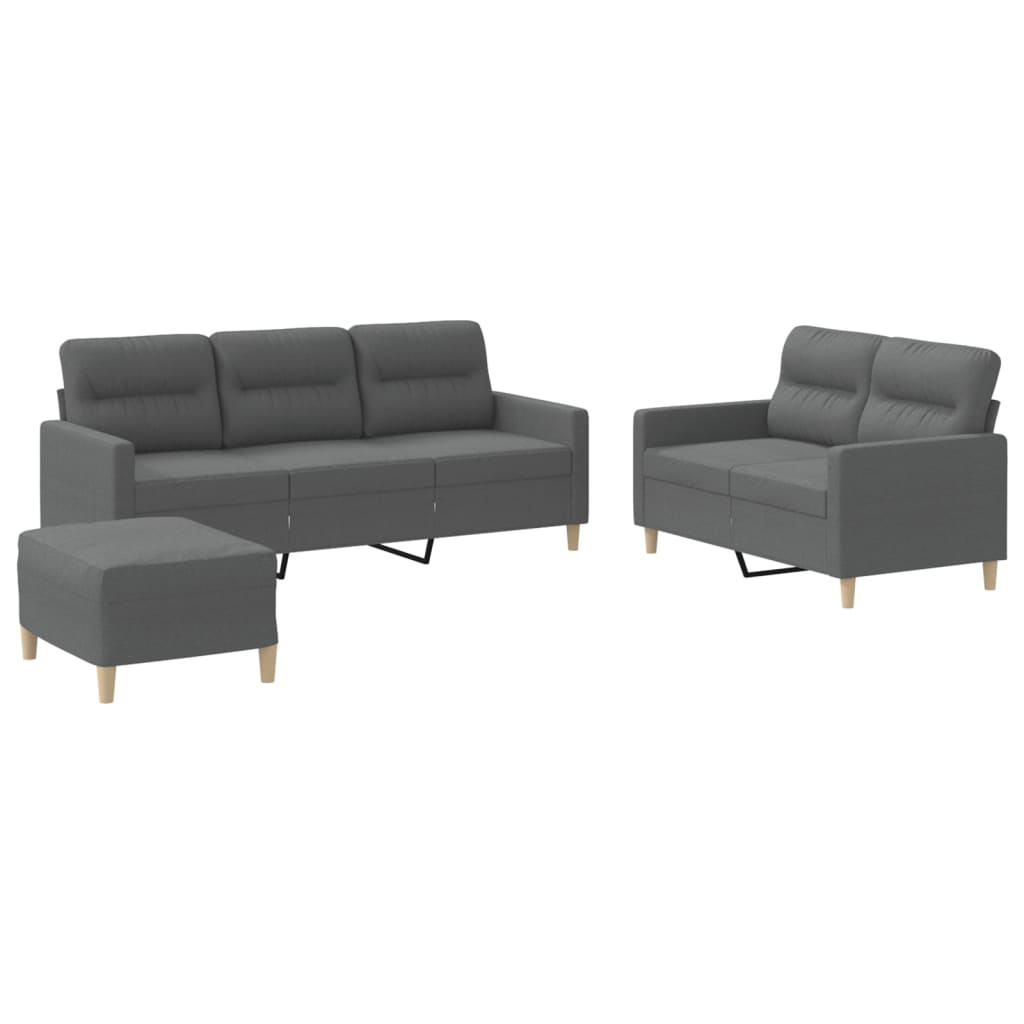 Ensemble de canapés 3 pcs avec coussins Gris foncé Tissu - XIOS