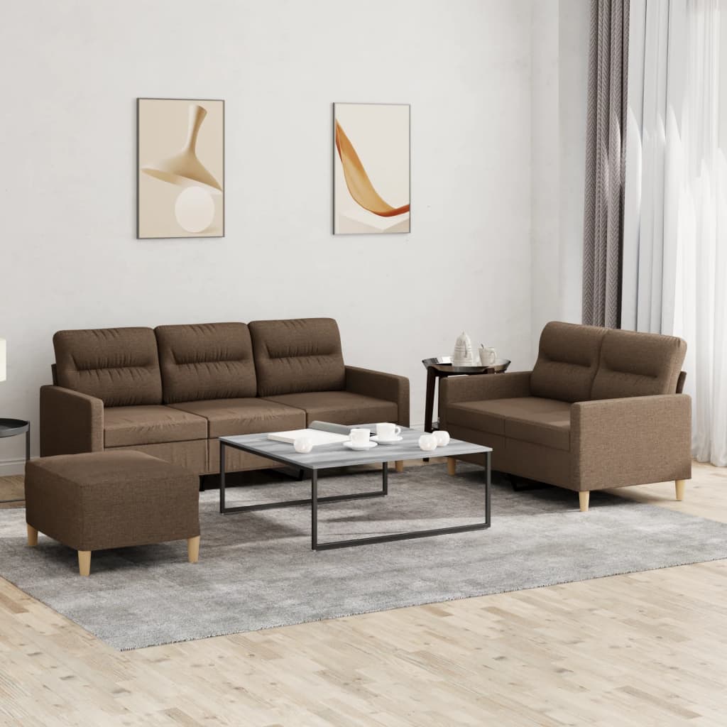 Ensemble de canapés 3 pcs avec coussins Marron Tissu - XIOS