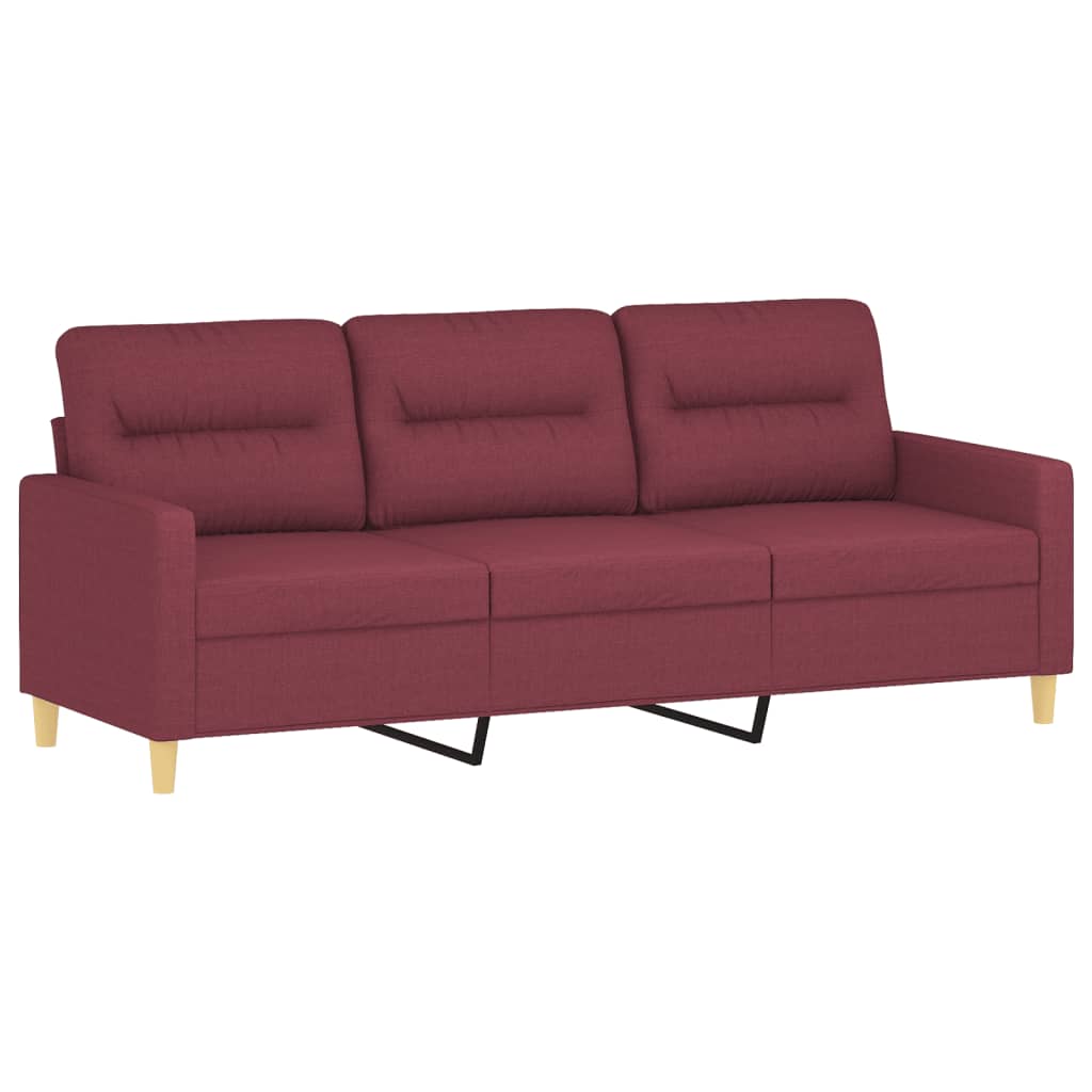 Ensemble de canapés 3 pcs avec coussins rouge bordeaux tissu - XIOS