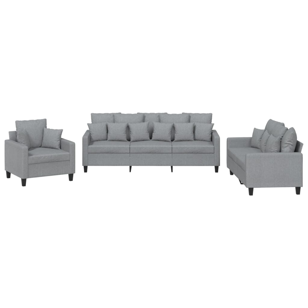 Ensemble de canapés 3 pcs coussins gris clair tissu - XIOS