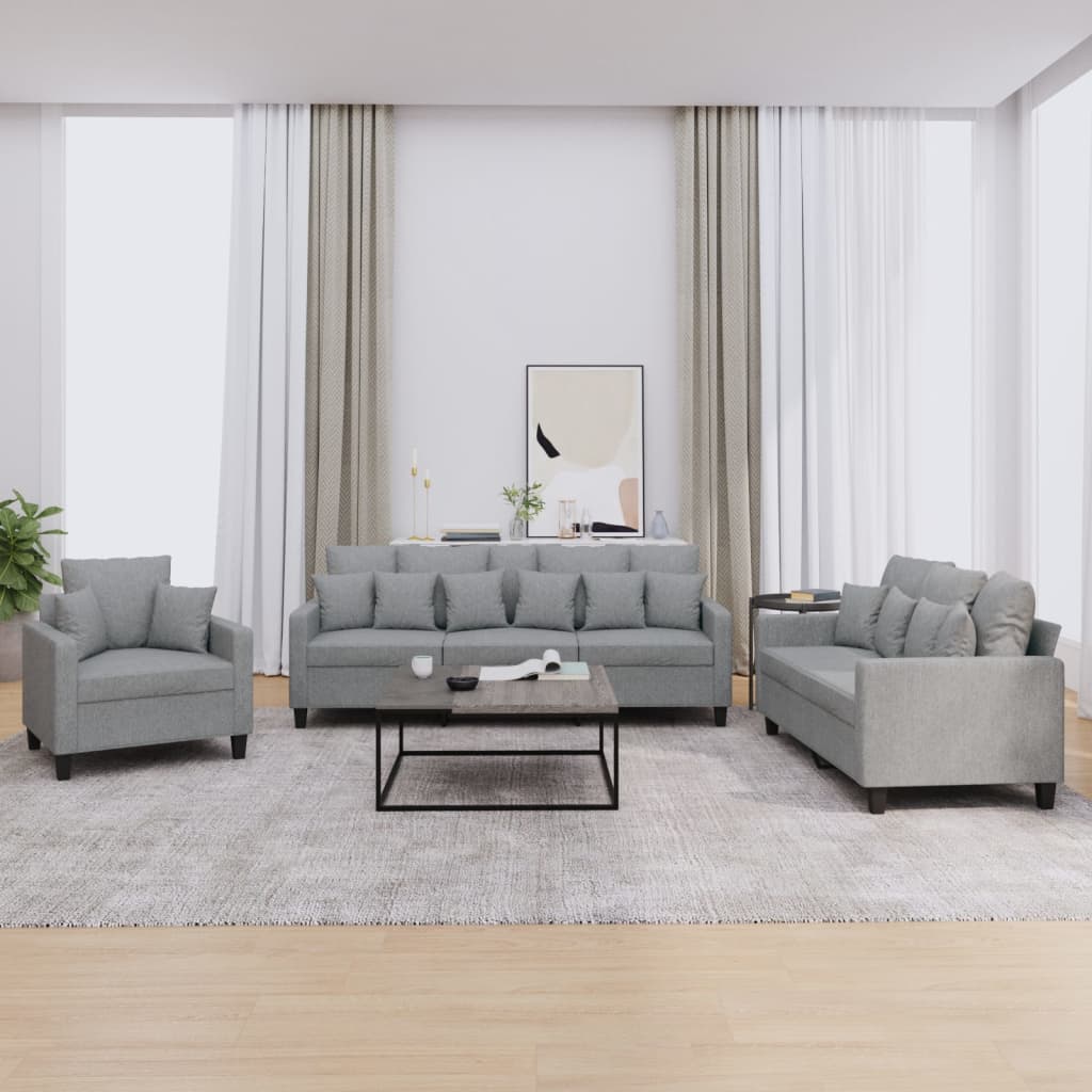 Ensemble de canapés 3 pcs coussins gris clair tissu - XIOS