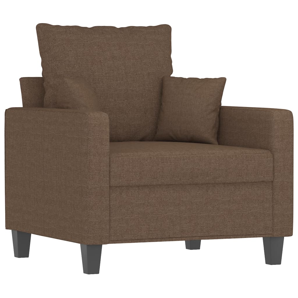 Ensemble de canapés 3 pcs avec coussins marron tissu