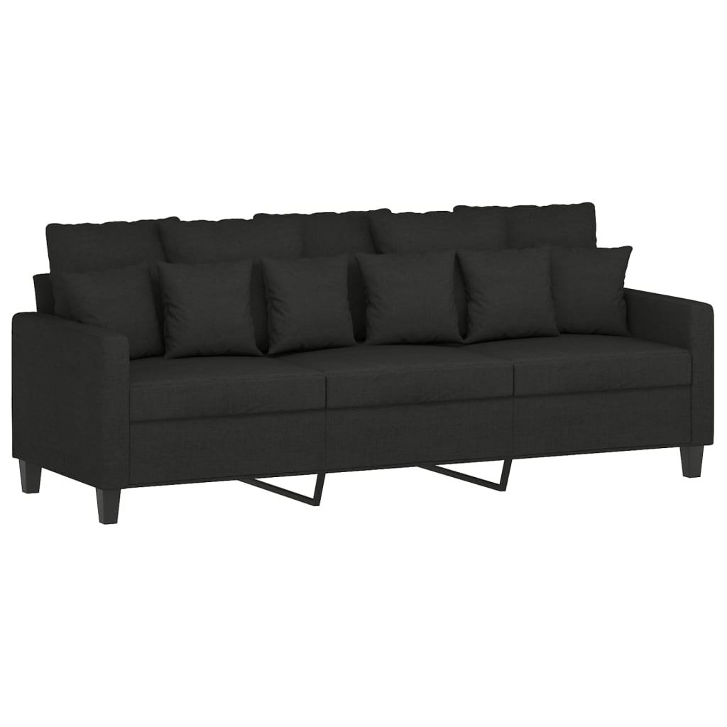 Ensemble de canapés 3 pcs avec coussins noir tissu - XIOS