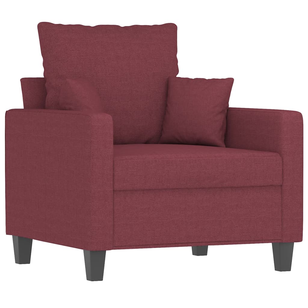 Ensemble de canapés 3 pcs avec coussins rouge bordeaux tissu - XIOS