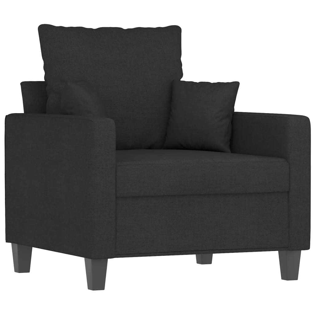 Ensemble de canapés 4 pcs avec coussins noir tissu