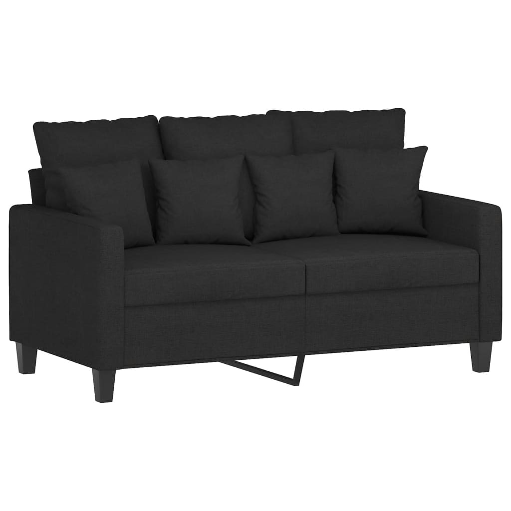 Ensemble de canapés 4 pcs avec coussins noir tissu