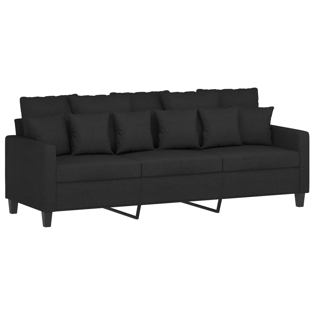 Ensemble de canapés 4 pcs avec coussins noir tissu