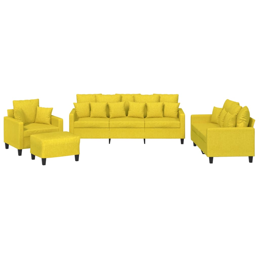 Ensemble de canapés 4 pcs avec coussins jaune clair tissu - XIOS