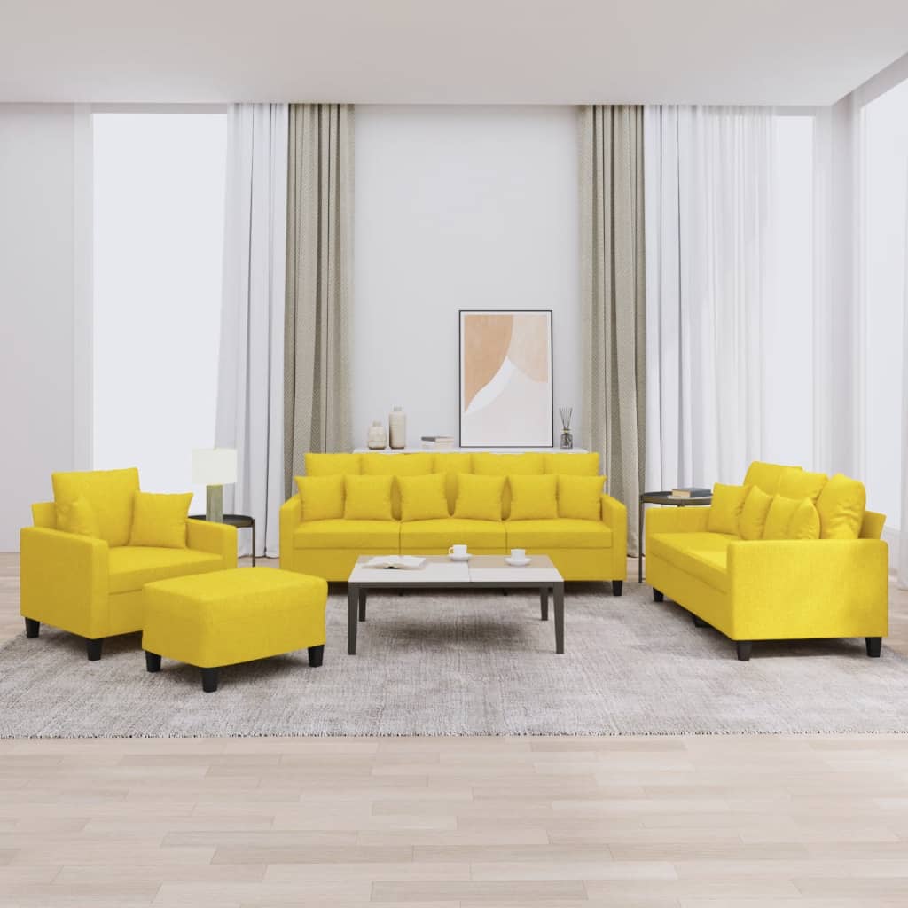Ensemble de canapés 4 pcs avec coussins jaune clair tissu - XIOS
