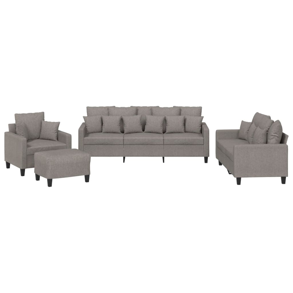 Ensemble de canapés 4 pcs avec coussins taupe tissu