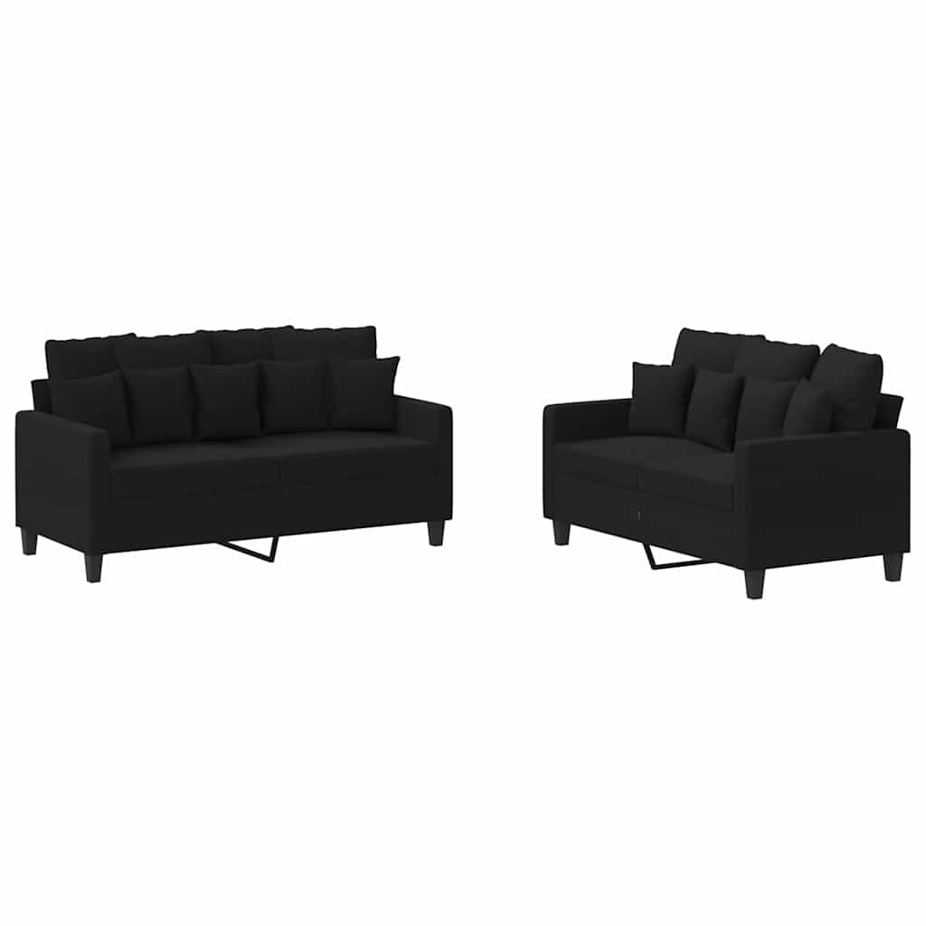 Ensemble de canapés 2 pcs avec coussins Noir Tissu - XIOS