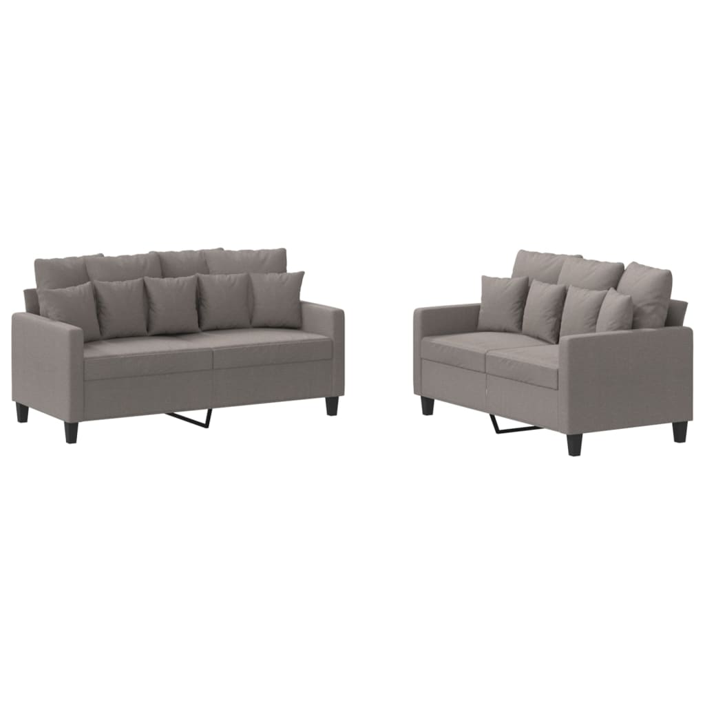 Ensemble de canapés 2 pcs avec coussins Taupe Tissu - XIOS