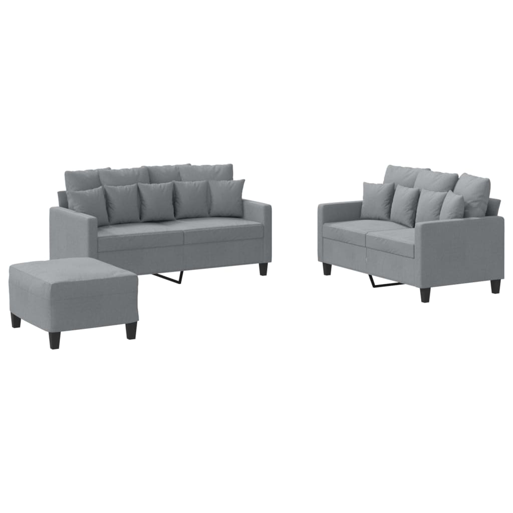 Ensemble de canapés 3 pcs avec coussins Gris clair Tissu - XIOS