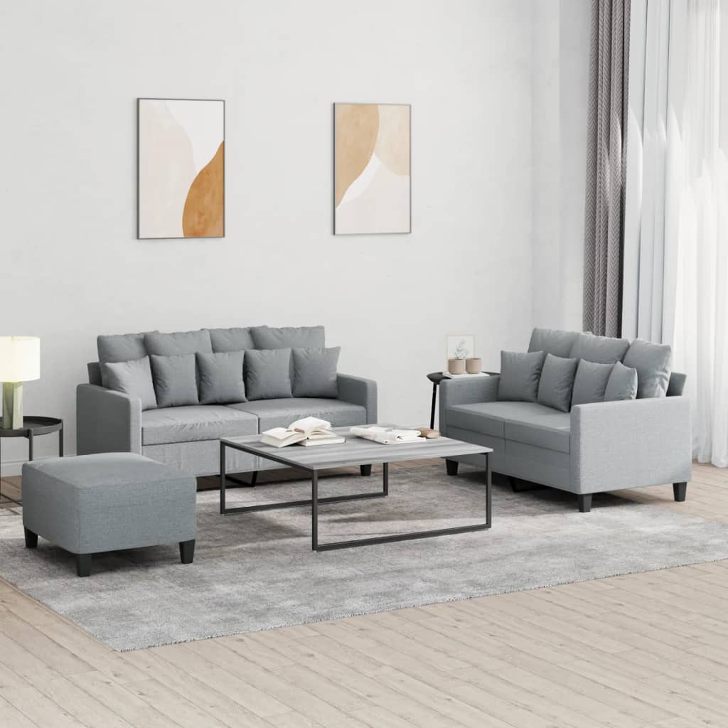 Ensemble de canapés 3 pcs avec coussins Gris clair Tissu - XIOS