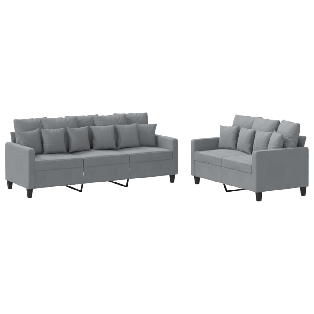 Ensemble de canapés 2 pcs avec coussins Gris clair Tissu - XIOS
